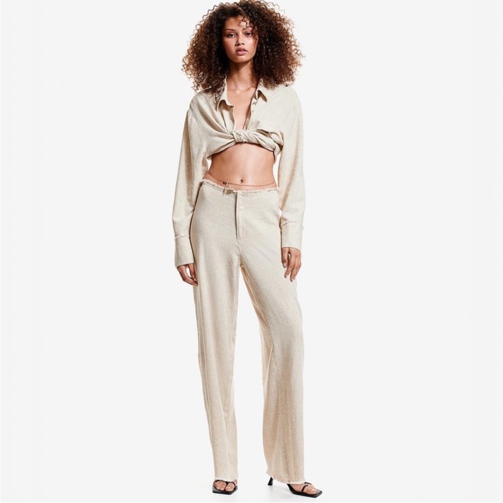 H&M Cream Women's Trousers